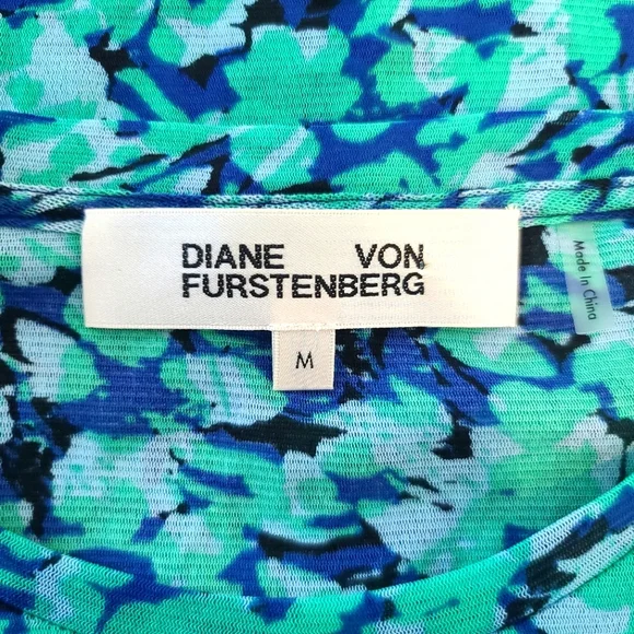 Diane Von Furstenberg Logan Fiddlehead Sheer Mesh Top Size Medium - Picture 4 of 7